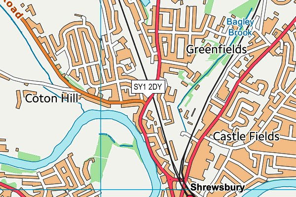 SY1 2DY map - OS VectorMap District (Ordnance Survey)