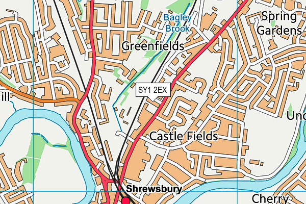 SY1 2EX map - OS VectorMap District (Ordnance Survey)