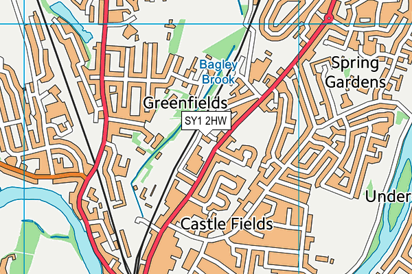 SY1 2HW map - OS VectorMap District (Ordnance Survey)