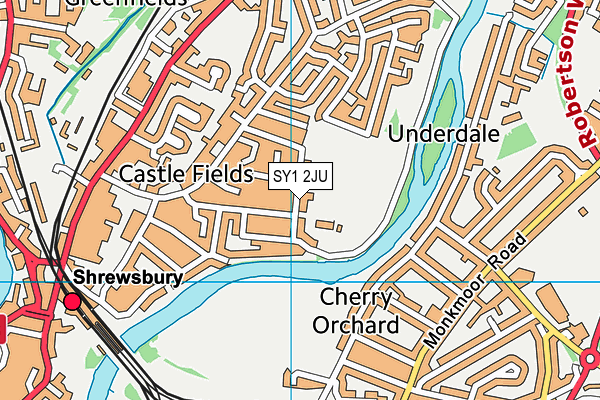 Castle Walk Recreation Ground map (SY1 2JU) - OS VectorMap District (Ordnance Survey)