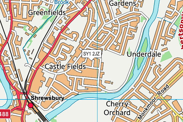 SY1 2JZ map - OS VectorMap District (Ordnance Survey)