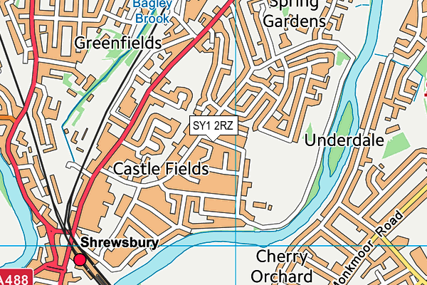 SY1 2RZ map - OS VectorMap District (Ordnance Survey)