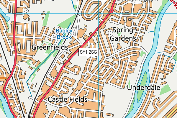 SY1 2SG map - OS VectorMap District (Ordnance Survey)