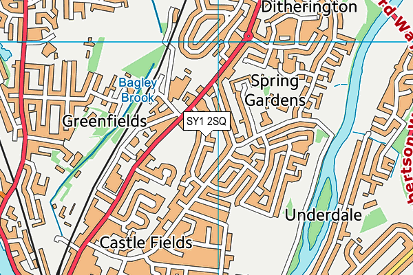 SY1 2SQ map - OS VectorMap District (Ordnance Survey)