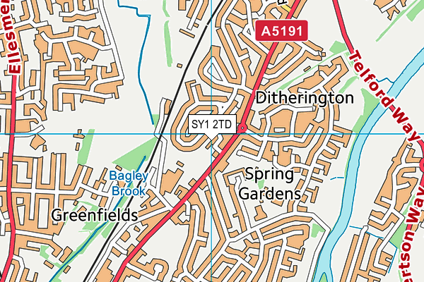 SY1 2TD map - OS VectorMap District (Ordnance Survey)