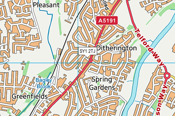 SY1 2TJ map - OS VectorMap District (Ordnance Survey)