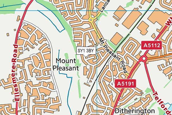 Mount Pleasant Primary map (SY1 3BY) - OS VectorMap District (Ordnance Survey)