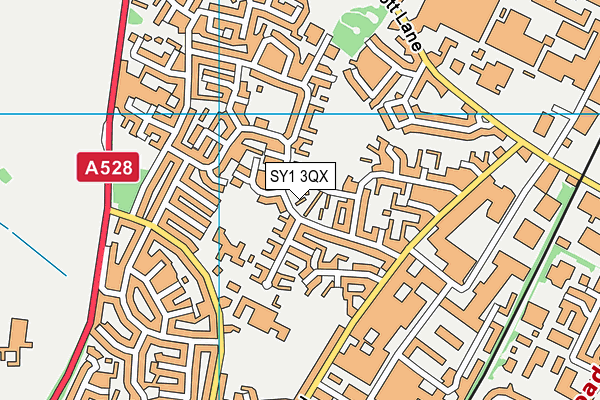 SY1 3QX map - OS VectorMap District (Ordnance Survey)