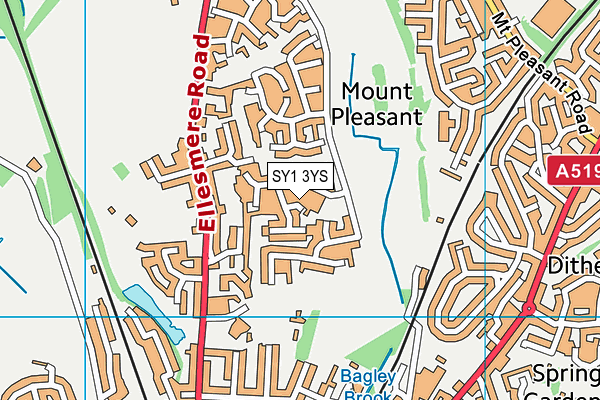 SY1 3YS map - OS VectorMap District (Ordnance Survey)
