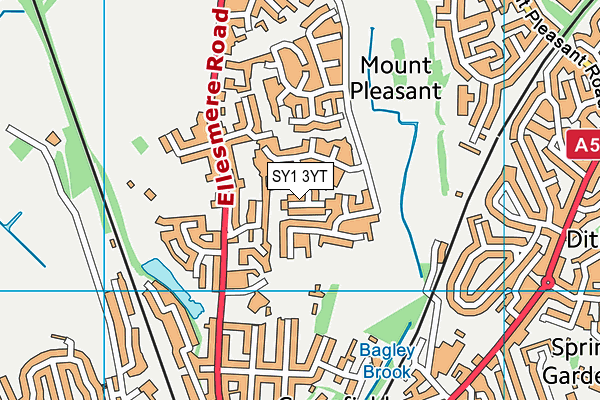 SY1 3YT map - OS VectorMap District (Ordnance Survey)