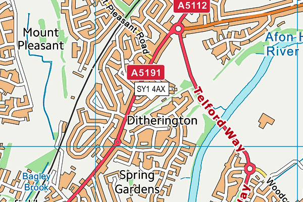 SY1 4AX map - OS VectorMap District (Ordnance Survey)