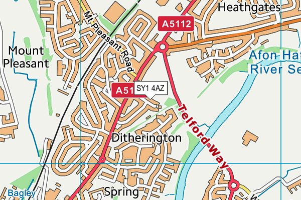 SY1 4AZ map - OS VectorMap District (Ordnance Survey)