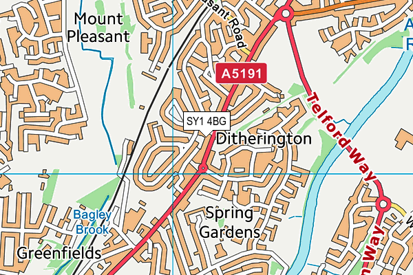 SY1 4BG map - OS VectorMap District (Ordnance Survey)