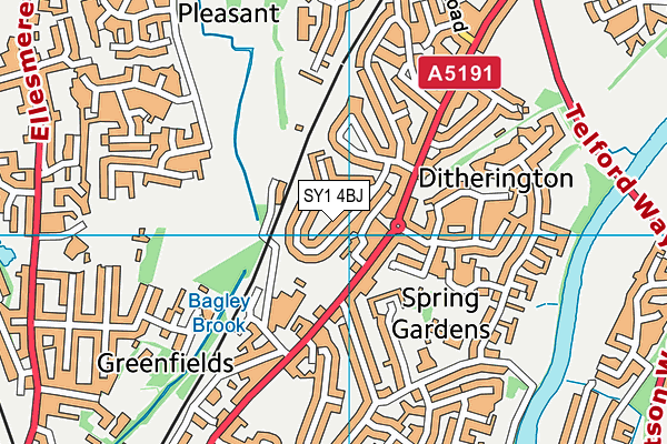 SY1 4BJ map - OS VectorMap District (Ordnance Survey)