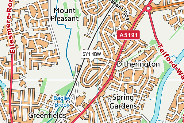 SY1 4BW map - OS VectorMap District (Ordnance Survey)