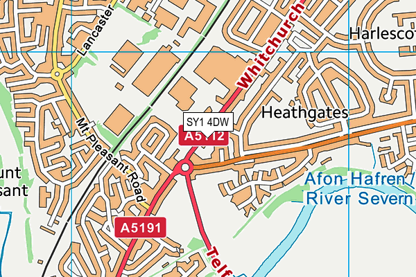 SY1 4DW map - OS VectorMap District (Ordnance Survey)