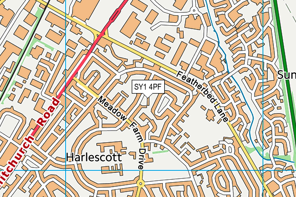 SY1 4PF map - OS VectorMap District (Ordnance Survey)