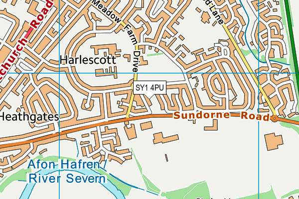 SY1 4PU map - OS VectorMap District (Ordnance Survey)