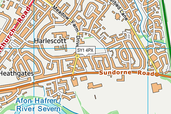 SY1 4PX map - OS VectorMap District (Ordnance Survey)