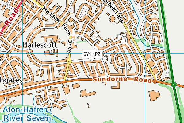 SY1 4PZ map - OS VectorMap District (Ordnance Survey)