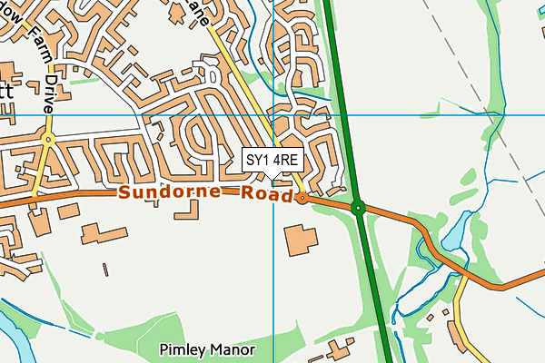 SY1 4RE map - OS VectorMap District (Ordnance Survey)