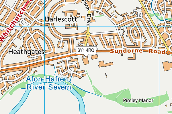 Shrewsbury Sports Village map (SY1 4RQ) - OS VectorMap District (Ordnance Survey)