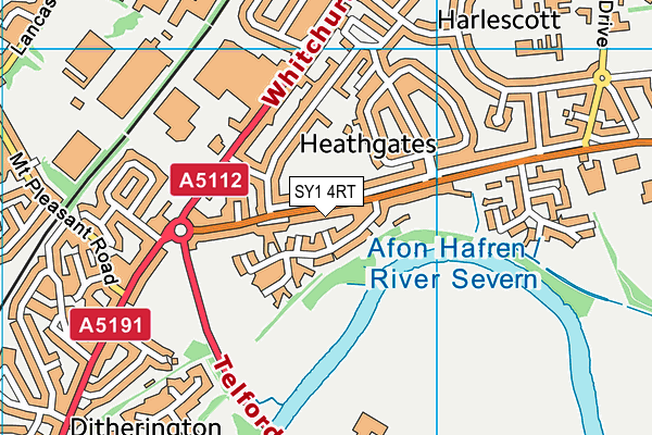 SY1 4RT map - OS VectorMap District (Ordnance Survey)