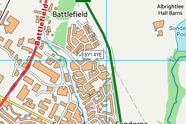 SY1 4YE map - OS VectorMap District (Ordnance Survey)