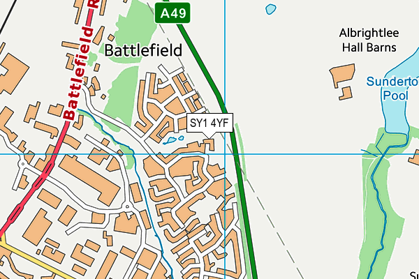 SY1 4YF map - OS VectorMap District (Ordnance Survey)