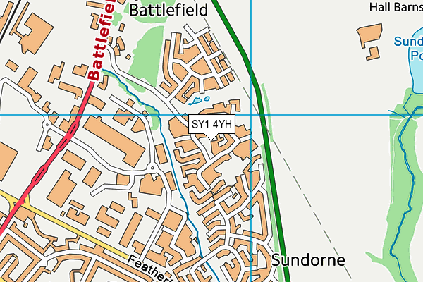 SY1 4YH map - OS VectorMap District (Ordnance Survey)