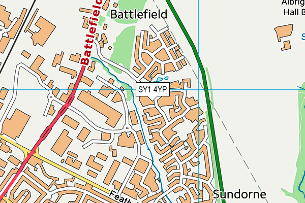 SY1 4YP map - OS VectorMap District (Ordnance Survey)