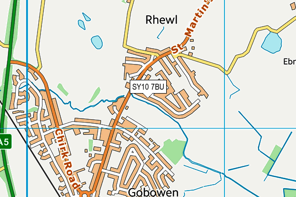 Rhewl Playing Fields map (SY10 7BU) - OS VectorMap District (Ordnance Survey)