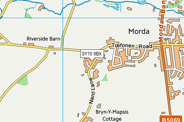 SY10 9BX map - OS VectorMap District (Ordnance Survey)