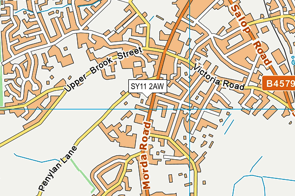 SY11 2AW map - OS VectorMap District (Ordnance Survey)