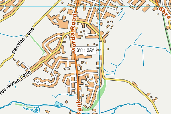 Oswestry Cricket Club map (SY11 2AY) - OS VectorMap District (Ordnance Survey)