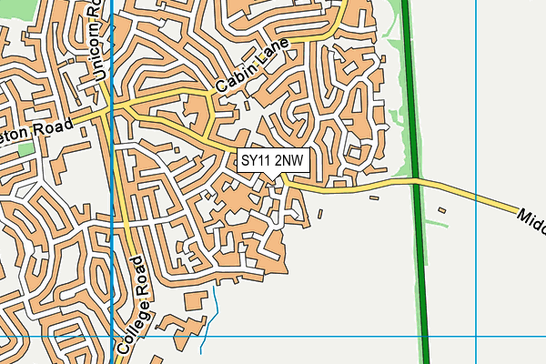 SY11 2NW map - OS VectorMap District (Ordnance Survey)