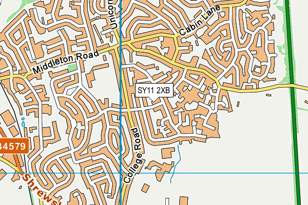 SY11 2XB map - OS VectorMap District (Ordnance Survey)