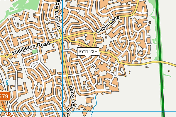 SY11 2XE map - OS VectorMap District (Ordnance Survey)