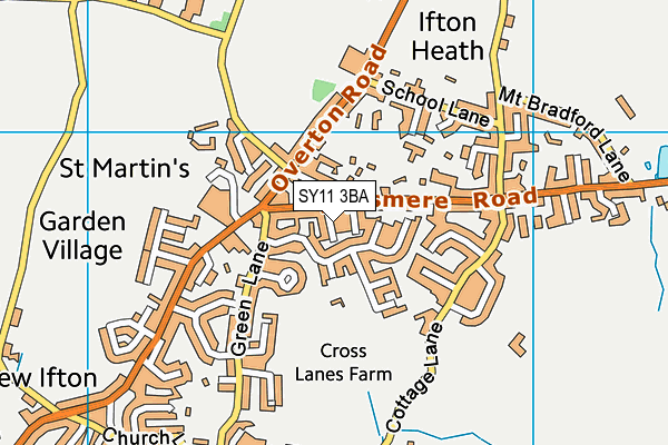 SY11 3BA map - OS VectorMap District (Ordnance Survey)