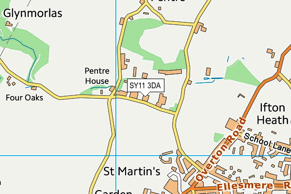 SY11 3DA map - OS VectorMap District (Ordnance Survey)