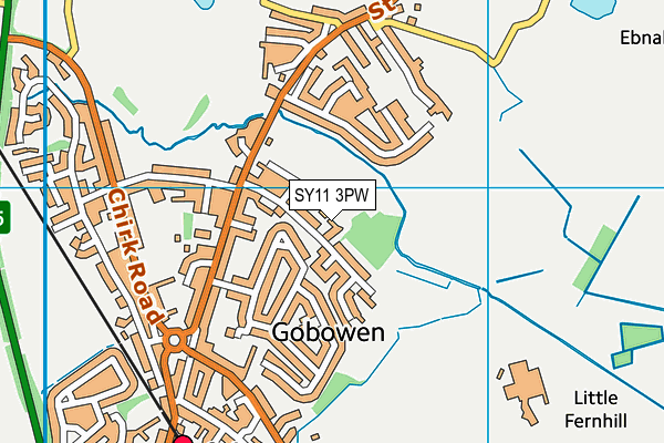 SY11 3PW map - OS VectorMap District (Ordnance Survey)