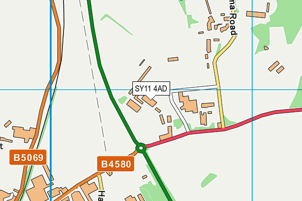 Oswestry Rugby Club map (SY11 4AD) - OS VectorMap District (Ordnance Survey)