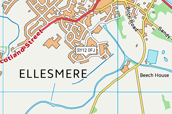 SY12 0FJ map - OS VectorMap District (Ordnance Survey)