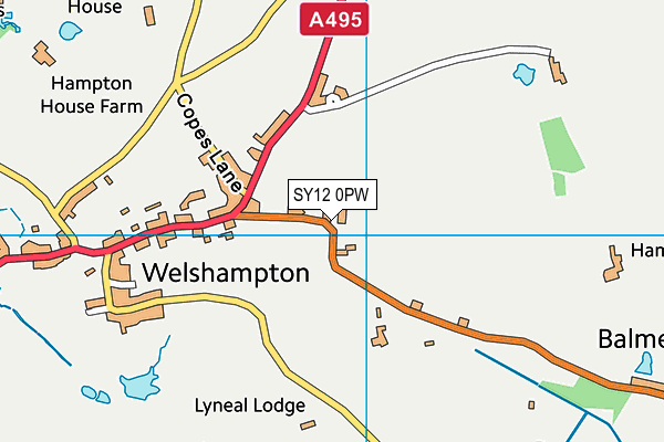 SY12 0PW map - OS VectorMap District (Ordnance Survey)