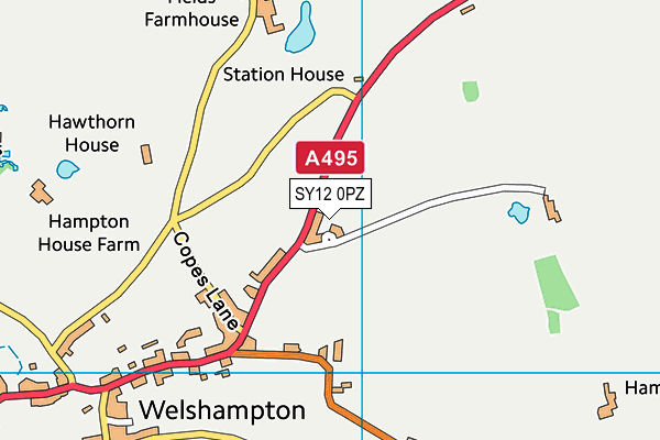 SY12 0PZ map - OS VectorMap District (Ordnance Survey)