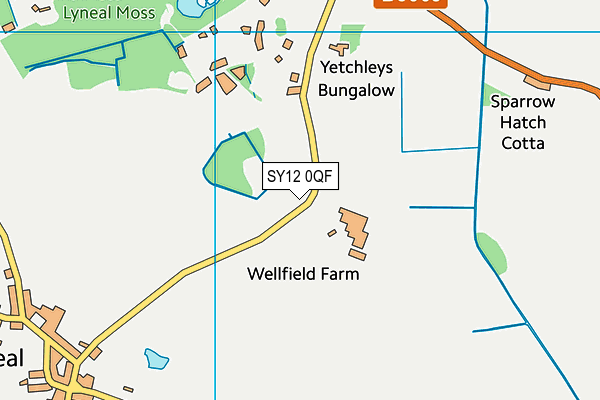 SY12 0QF map - OS VectorMap District (Ordnance Survey)