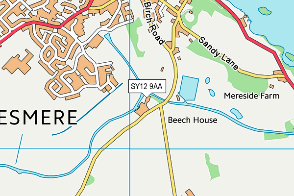 Ellesmere Cricket Club map (SY12 9AA) - OS VectorMap District (Ordnance Survey)