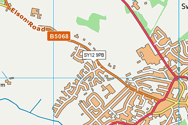 SY12 9PB map - OS VectorMap District (Ordnance Survey)