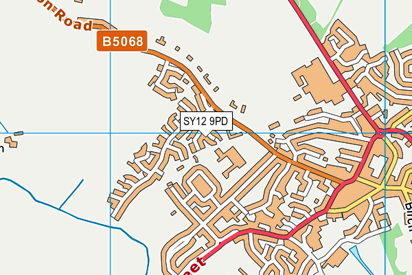 SY12 9PD map - OS VectorMap District (Ordnance Survey)