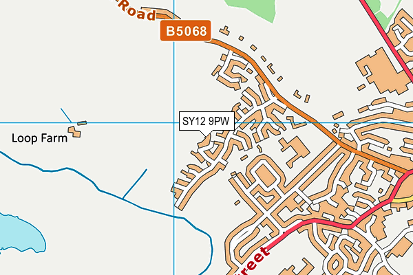 SY12 9PW map - OS VectorMap District (Ordnance Survey)